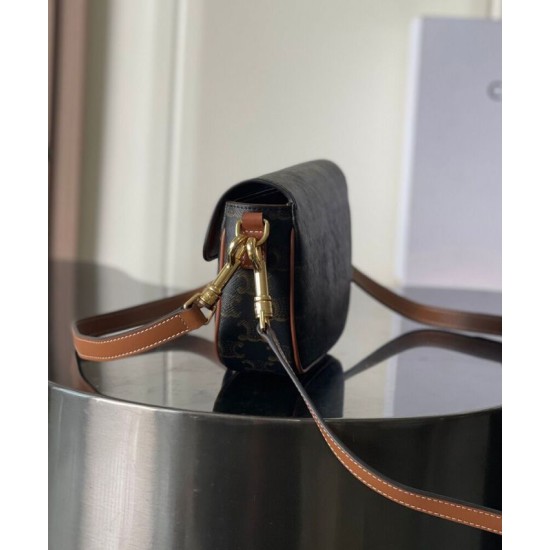 Replica Celine Folcd Shoulder Bag Dark Coffee Clone