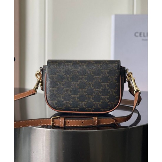 Replica Celine Folcd Shoulder Bag Dark Coffee Clone