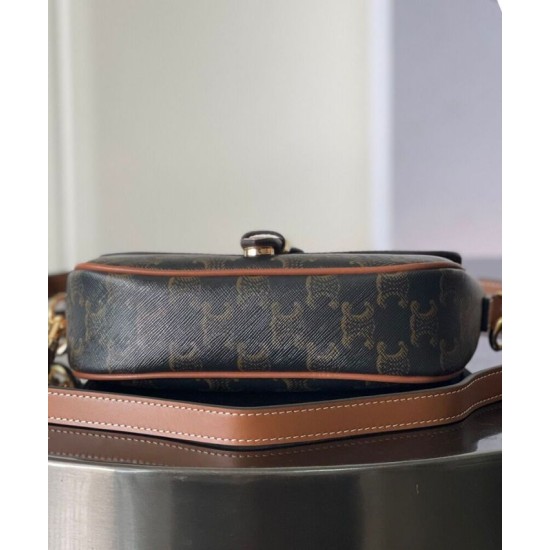 Replica Celine Folcd Shoulder Bag Dark Coffee Clone