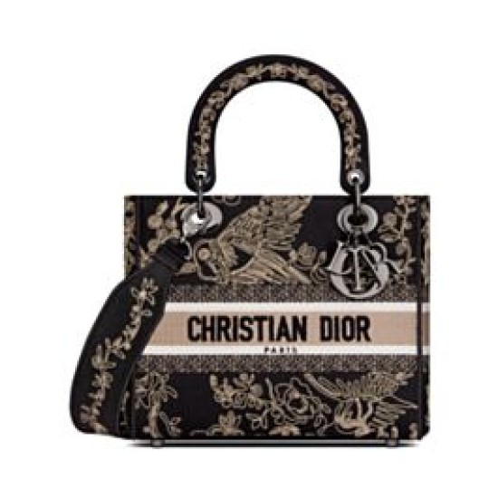 Fake Christian Dior Medium Lady D-Lite Bag Black Replica Fake Christian Dior Medium Lady D-Lite Bag Black Replica