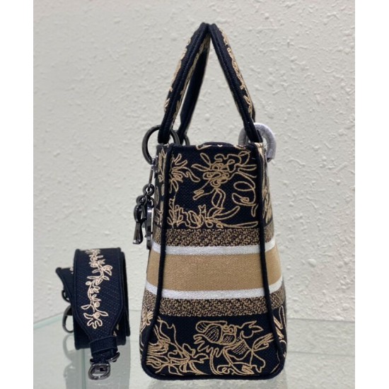 Fake Christian Dior Medium Lady D-Lite Bag Black Replica Fake Christian Dior Medium Lady D-Lite Bag Black Replica