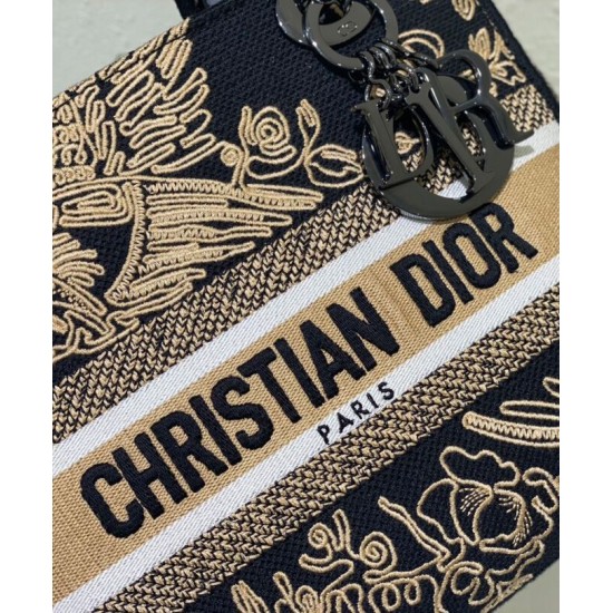 Fake Christian Dior Medium Lady D-Lite Bag Black Replica Fake Christian Dior Medium Lady D-Lite Bag Black Replica
