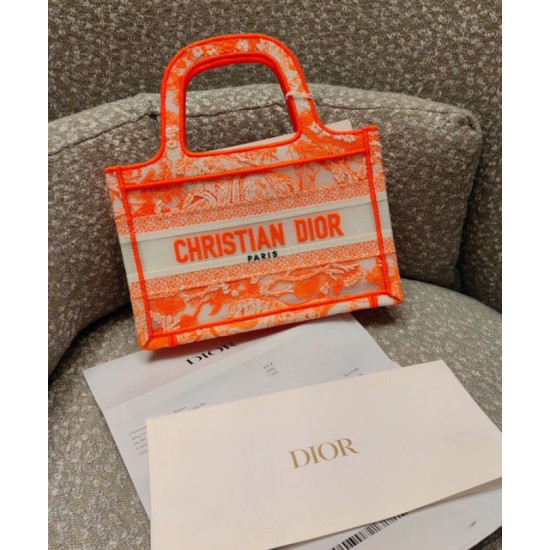 Replica Christian Dior Mini Dior Book Tote Orange Fake Christian Dior Mini Dior Book Tote Orange Replica