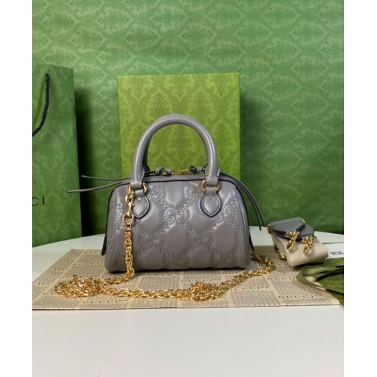 Fake Gucci GG Matelasse Leather Mini Bag 702251 Gray Replica Replica Gucci GG Matelasse Leather Mini Bag 702251 Gray