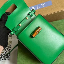 Fake Gucci Bamboo Mini Handbag 702106 Green Replica