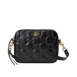 Fake Gucci GG Matelasse Leather Shoulder Bag 702234 Black Replica