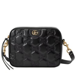 Fake Gucci GG Matelasse Leather Shoulder Bag 702234 Black Replica