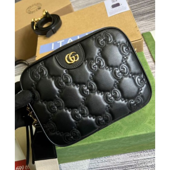 Replica Gucci GG Matelasse Leather Shoulder Bag 702234 Black Fake Gucci GG Matelasse Leather Shoulder Bag 702234 Black Replica