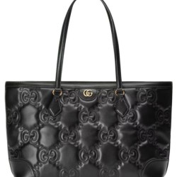 Replica Gucci GG Matelasse Leather Medium Tote 631685 Black