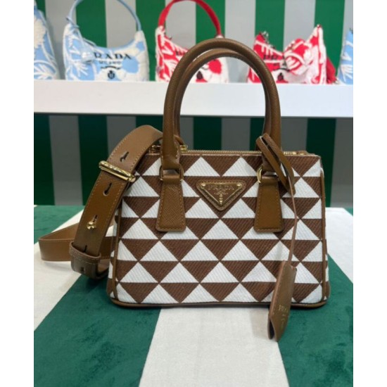 Replica Prada Galleria Embroidered Jacquard Fabric Micro-bag Coffee Replica Prada Galleria Embroidered Jacquard Fabric Micro-bag Coffee