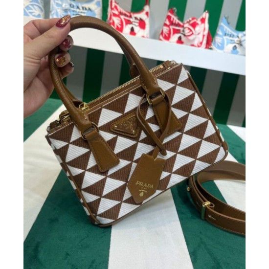 Replica Prada Galleria Embroidered Jacquard Fabric Micro-bag Coffee Replica Prada Galleria Embroidered Jacquard Fabric Micro-bag Coffee