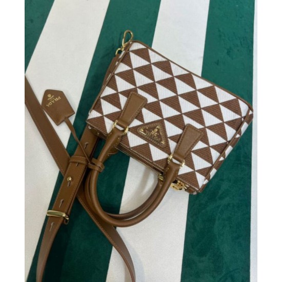 Replica Prada Galleria Embroidered Jacquard Fabric Micro-bag Coffee Replica Prada Galleria Embroidered Jacquard Fabric Micro-bag Coffee