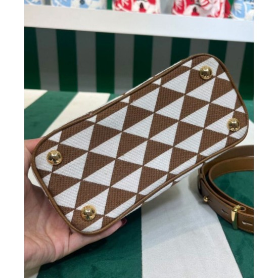 Replica Prada Galleria Embroidered Jacquard Fabric Micro-bag Coffee Replica Prada Galleria Embroidered Jacquard Fabric Micro-bag Coffee