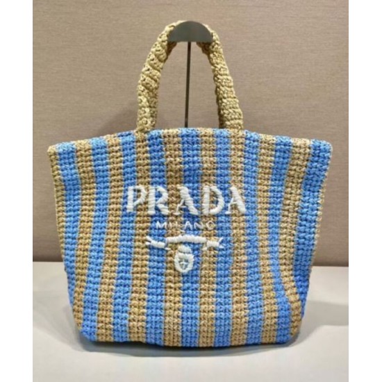 Fake Prada Large Raffia Tote Bag Blue Replica Fake Prada Large Raffia Tote Bag Blue Replica