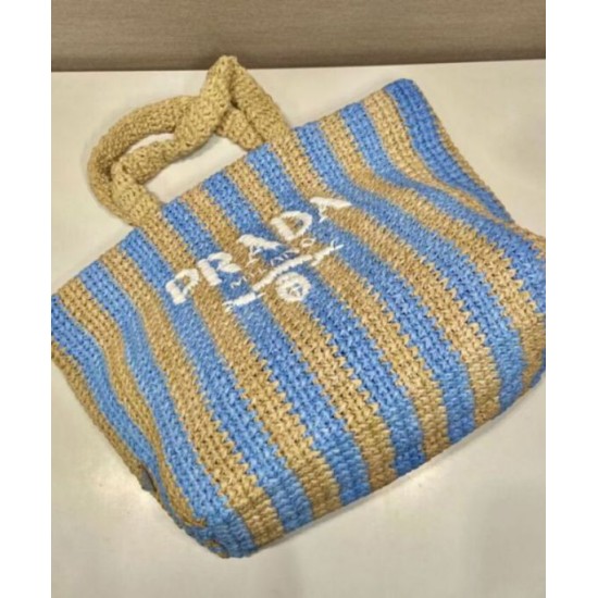 Fake Prada Large Raffia Tote Bag Blue Replica Fake Prada Large Raffia Tote Bag Blue Replica
