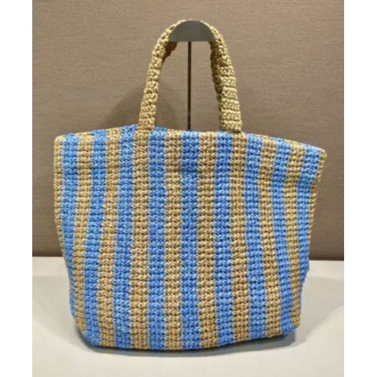 Fake Prada Large Raffia Tote Bag Blue Replica Fake Prada Large Raffia Tote Bag Blue Replica