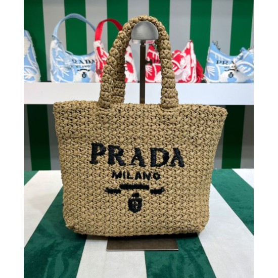 Replica Prada Small Raffia Tote Bag Apricot Replica Prada Small Raffia Tote Bag Apricot