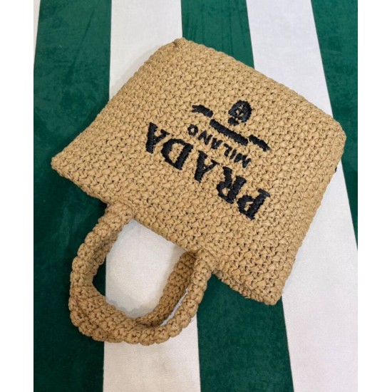 Replica Prada Small Raffia Tote Bag Apricot Replica Prada Small Raffia Tote Bag Apricot