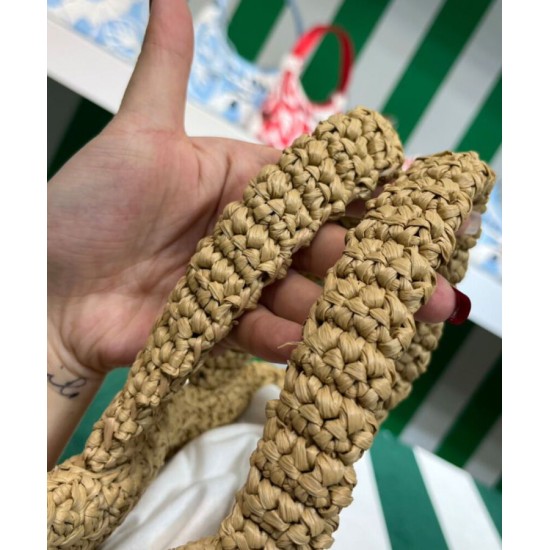 Replica Prada Small Raffia Tote Bag Apricot Replica Prada Small Raffia Tote Bag Apricot