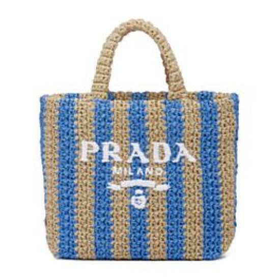 Replica Prada Small Raffia Tote Bag Blue Replica Prada Small Raffia Tote Bag Blue