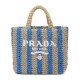 Replica Prada Small Raffia Tote Bag Blue Replica Prada Small Raffia Tote Bag Blue