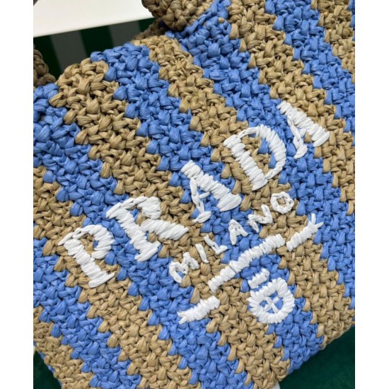 Replica Prada Small Raffia Tote Bag Blue Replica Prada Small Raffia Tote Bag Blue
