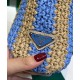 Replica Prada Small Raffia Tote Bag Blue Replica Prada Small Raffia Tote Bag Blue