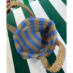 Replica Prada Small Raffia Tote Bag Blue Replica Prada Small Raffia Tote Bag Blue