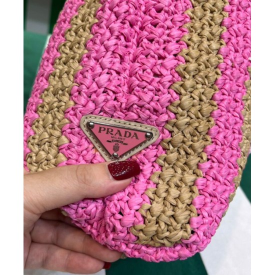 Replica Prada Small Raffia Tote Bag Peachblow Replica Prada Small Raffia Tote Bag Peachblow