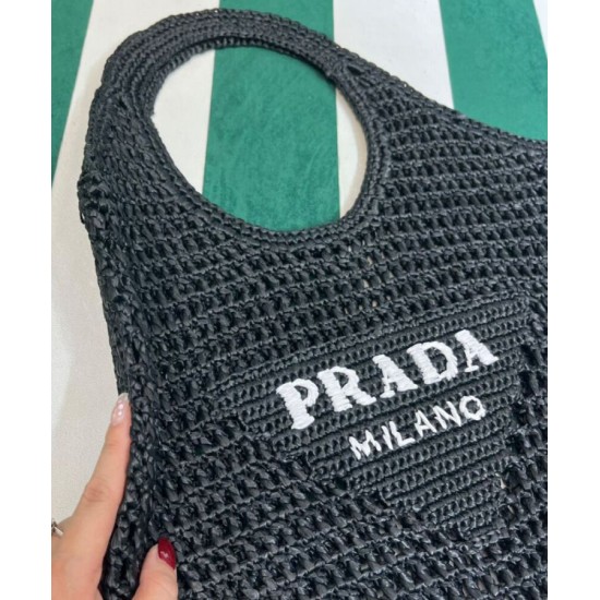 Fake Prada Raffia Tote Bag Black Replica Fake Prada Raffia Tote Bag Black Replica