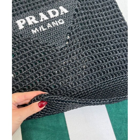 Fake Prada Raffia Tote Bag Black Replica Fake Prada Raffia Tote Bag Black Replica