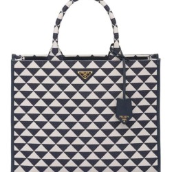 Replica Prada Large Prada Symbole Jacquard Fabric Handbag Blue
