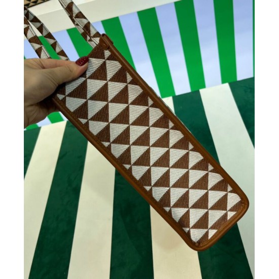 Fake Prada Large Prada Symbole Jacquard Fabric Handbag Coffee Replica Replica Prada Large Prada Symbole Jacquard Fabric Handbag Coffee