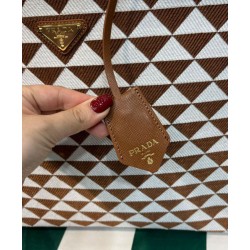 Fake Prada Large Prada Symbole Jacquard Fabric Handbag Coffee Replica Replica Prada Large Prada Symbole Jacquard Fabric Handbag Coffee