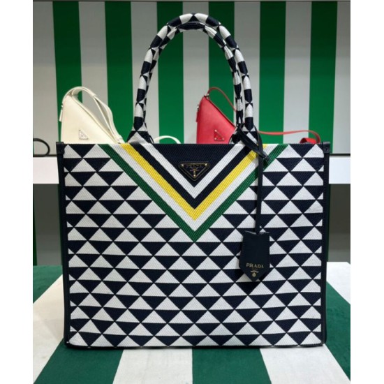 Replica Prada Symbole Jacquard Fabric Handbag Dark Blue Replica Prada Symbole Jacquard Fabric Handbag Dark Blue