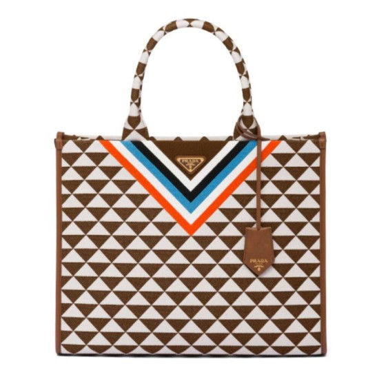Replica Prada Symbole Jacquard Fabric Handbag Coffee Replica Prada Symbole Jacquard Fabric Handbag Coffee