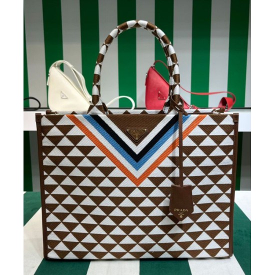 Replica Prada Symbole Jacquard Fabric Handbag Coffee Replica Prada Symbole Jacquard Fabric Handbag Coffee