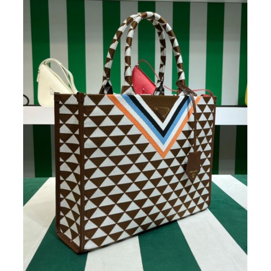 Replica Prada Symbole Jacquard Fabric Handbag Coffee Replica Prada Symbole Jacquard Fabric Handbag Coffee