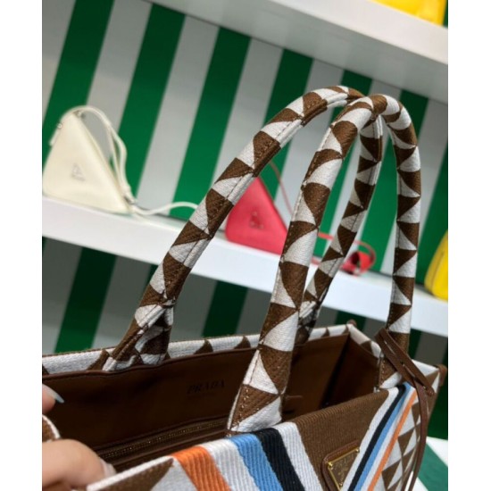 Replica Prada Symbole Jacquard Fabric Handbag Coffee Replica Prada Symbole Jacquard Fabric Handbag Coffee