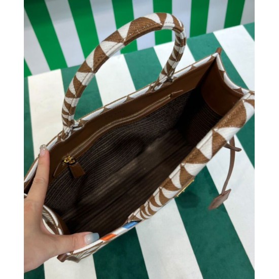 Replica Prada Symbole Jacquard Fabric Handbag Coffee Replica Prada Symbole Jacquard Fabric Handbag Coffee