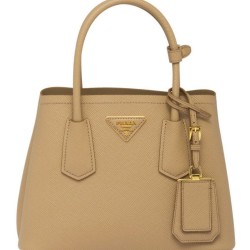 Replica Prada Double Saffiano Leather Mini Bag Apricot