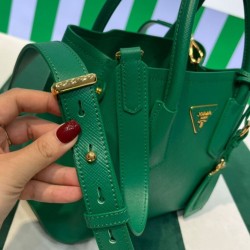 Replica Prada Double Saffiano Leather Mini Bag Green