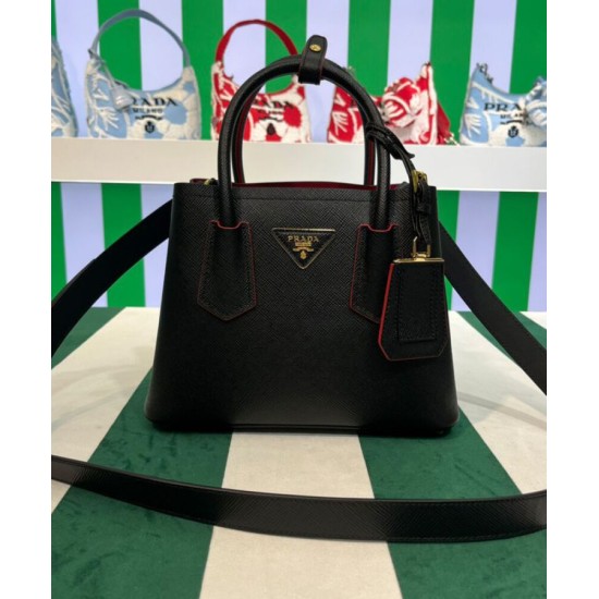 Replica Prada Double Saffiano Leather Mini Bag Black Fake Prada Double Saffiano Leather Mini Bag Black Replica