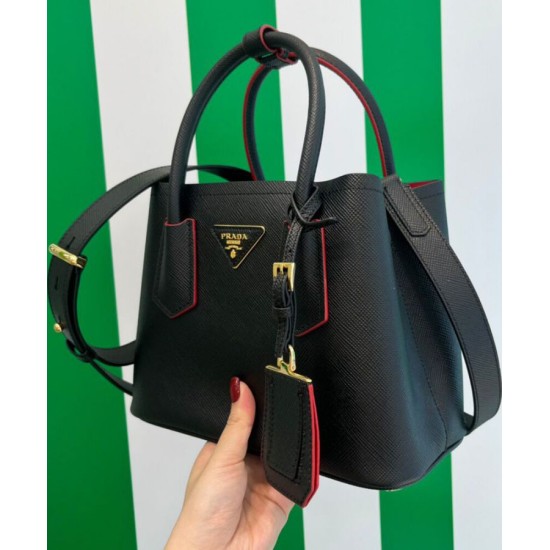 Replica Prada Double Saffiano Leather Mini Bag Black Fake Prada Double Saffiano Leather Mini Bag Black Replica