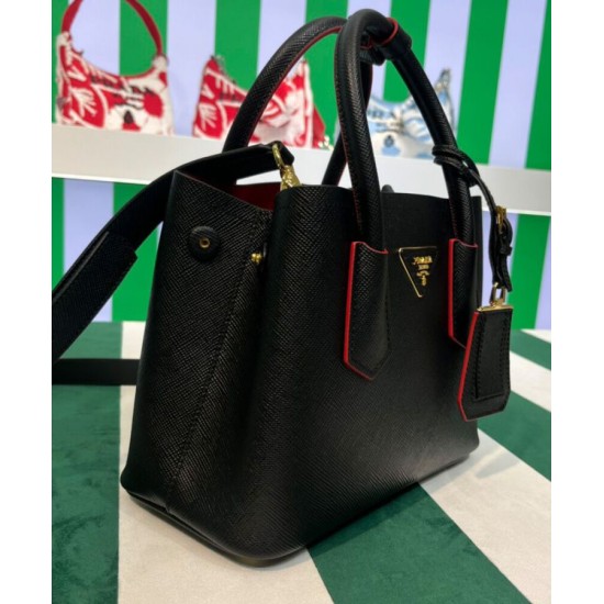 Replica Prada Double Saffiano Leather Mini Bag Black Fake Prada Double Saffiano Leather Mini Bag Black Replica