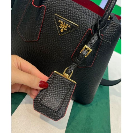 Replica Prada Double Saffiano Leather Mini Bag Black Fake Prada Double Saffiano Leather Mini Bag Black Replica