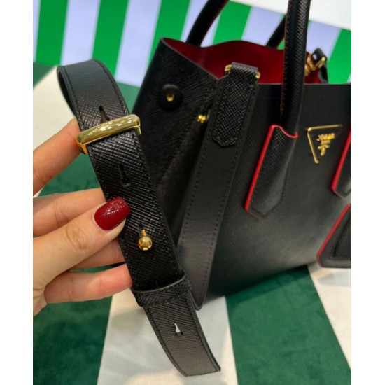Replica Prada Double Saffiano Leather Mini Bag Black Fake Prada Double Saffiano Leather Mini Bag Black Replica