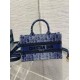 Fake Dior Mini Book Tote with Strap Blue Denim Oblique Jacquard Replica Fake Dior Mini Book Tote with Strap Blue Denim Oblique Jacquard Replica