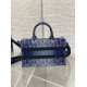 Fake Dior Mini Book Tote with Strap Blue Denim Oblique Jacquard Replica Fake Dior Mini Book Tote with Strap Blue Denim Oblique Jacquard Replica