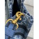 Fake Dior Mini Book Tote with Strap Blue Denim Oblique Jacquard Replica Fake Dior Mini Book Tote with Strap Blue Denim Oblique Jacquard Replica